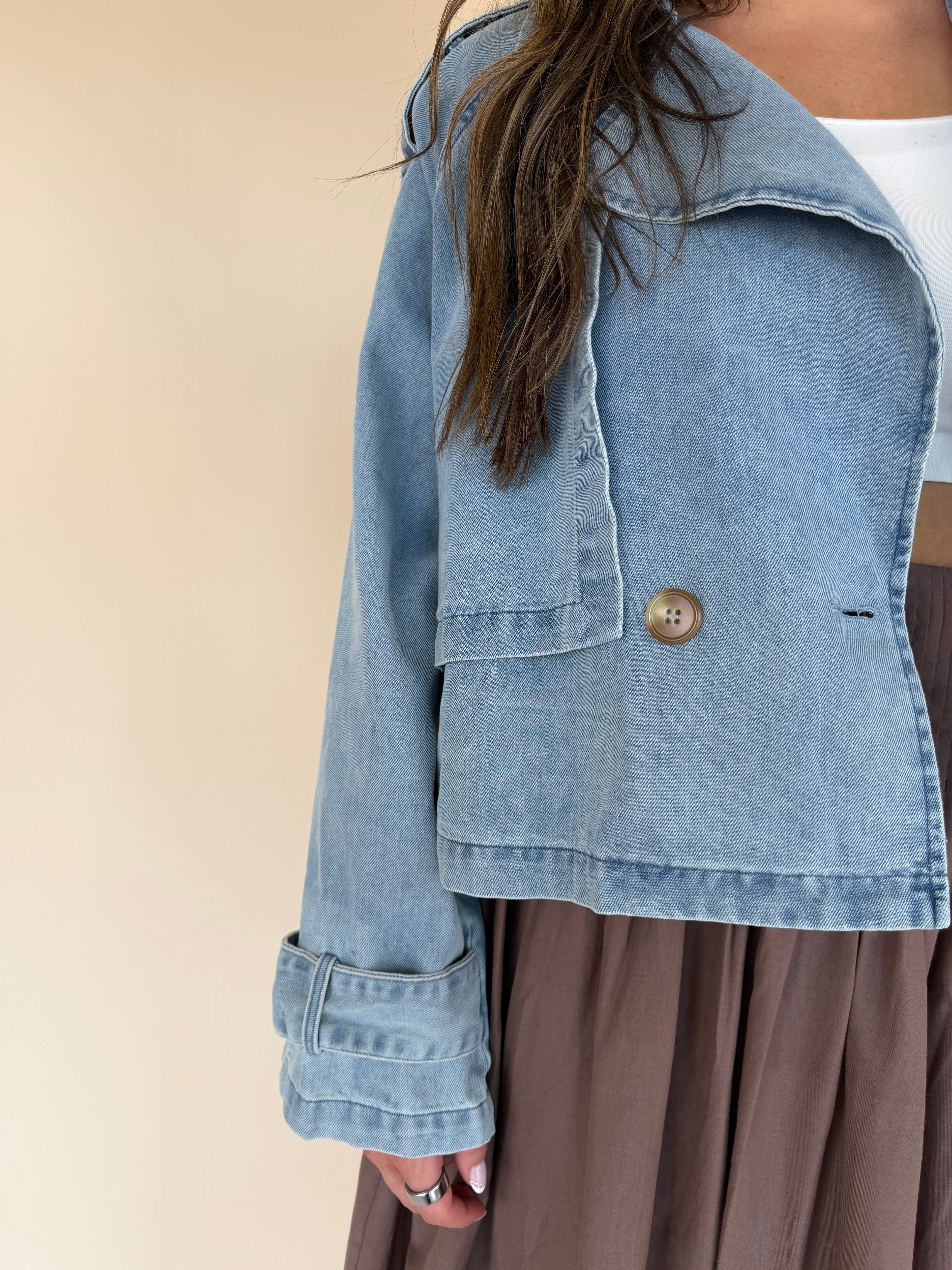 Front Button Oversize Denim Jacket