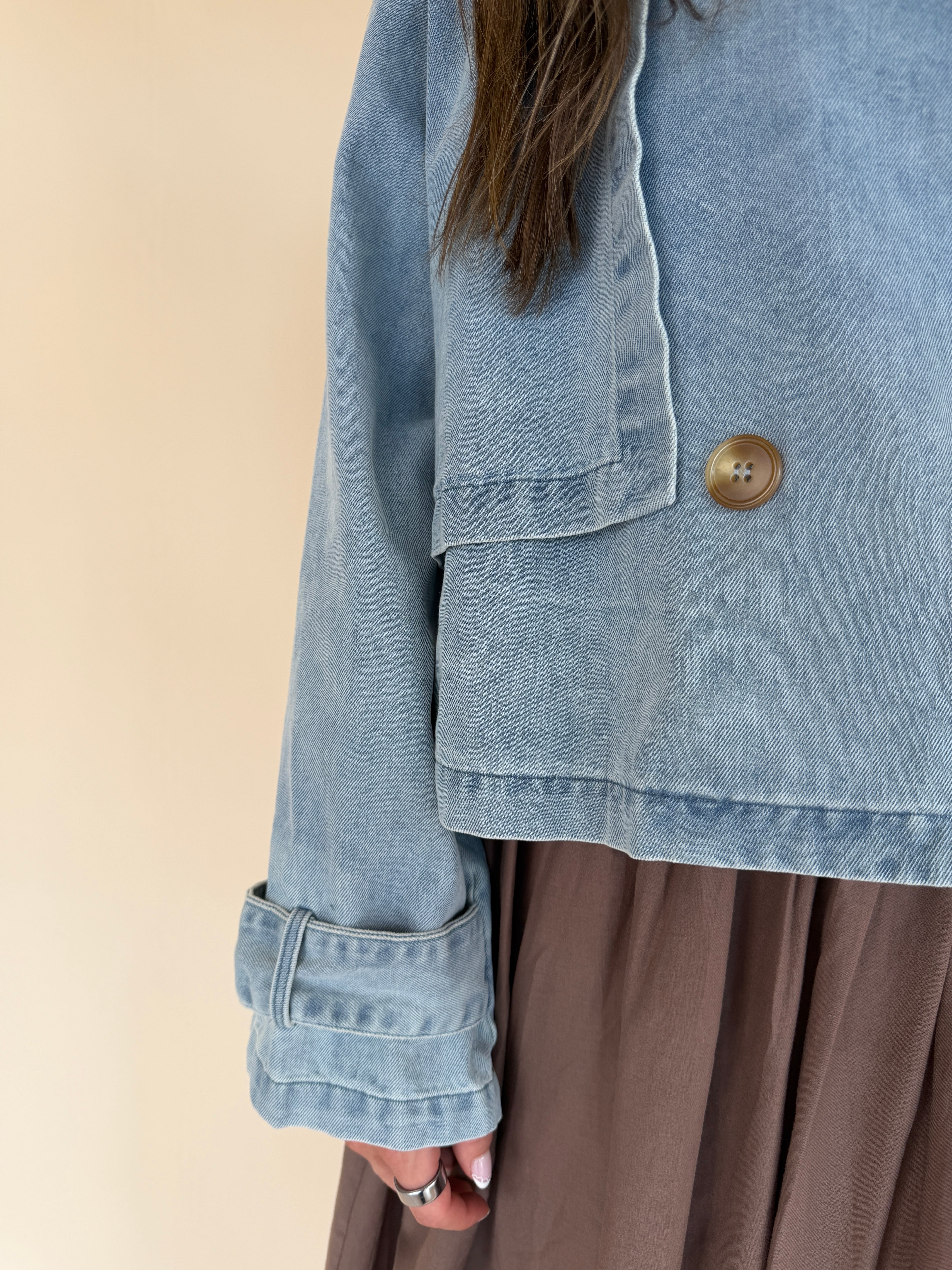 Front Button Oversize Denim Jacket