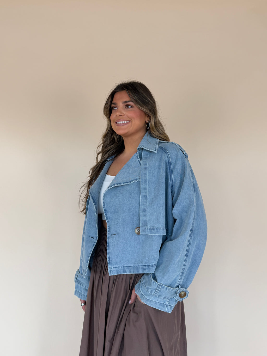 Front Button Oversize Denim Jacket