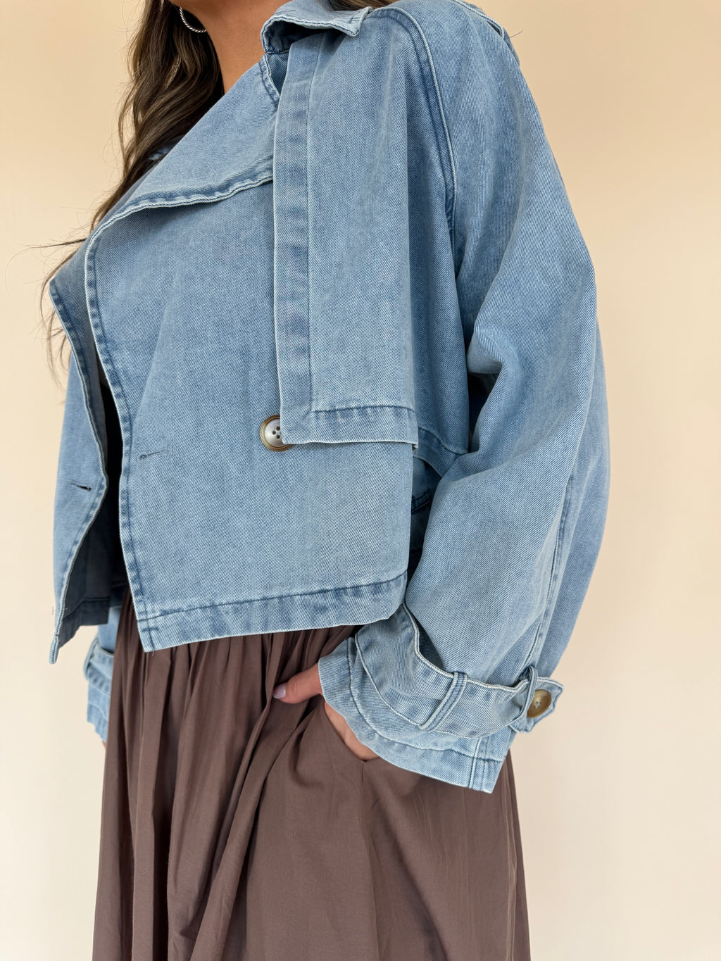 Front Button Oversize Denim Jacket