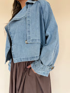 Front Button Oversize Denim Jacket