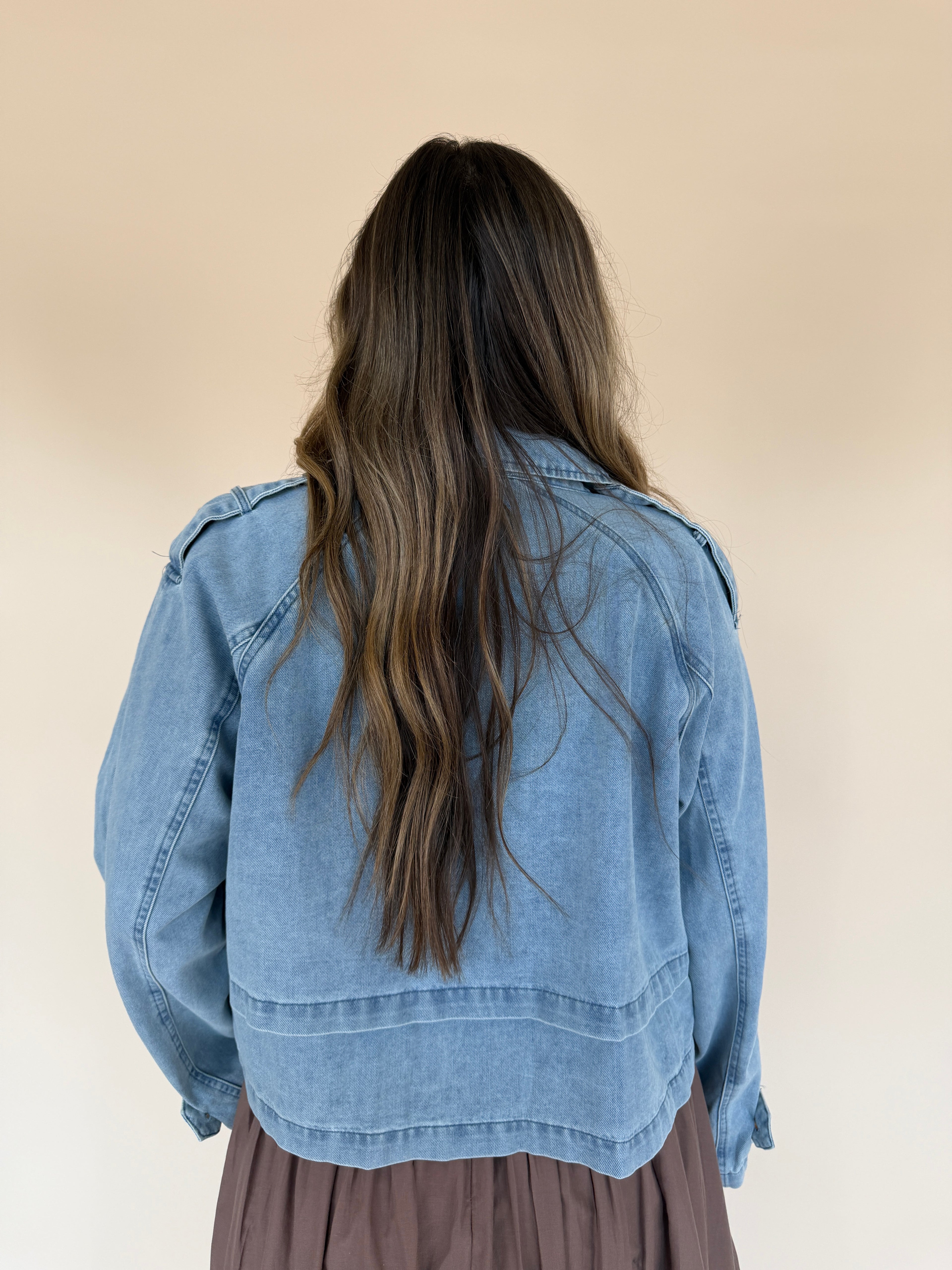 Front Button Oversize Denim Jacket