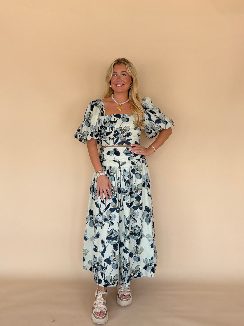 Printed Shirred Top