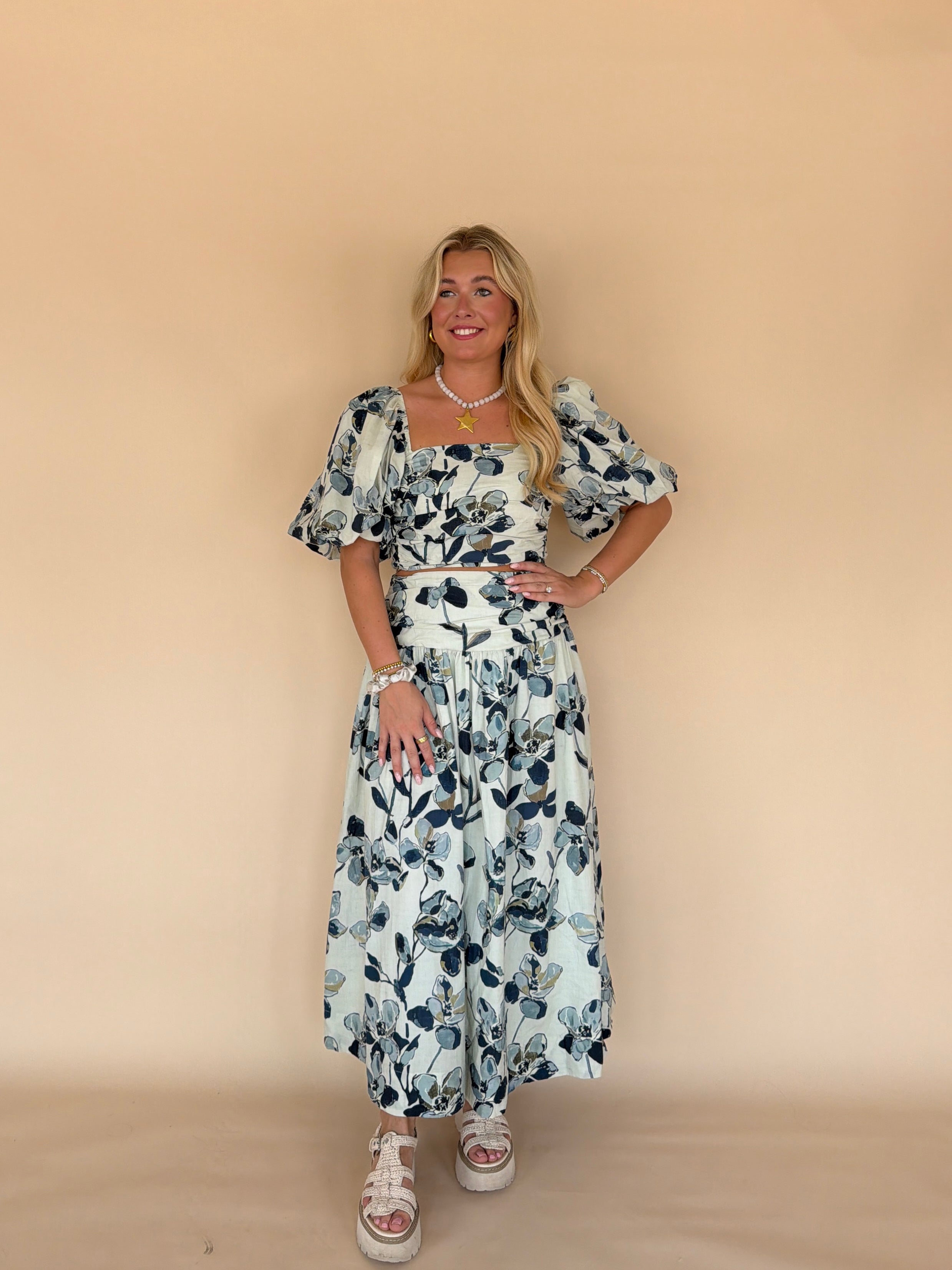 Printed Shirred Top