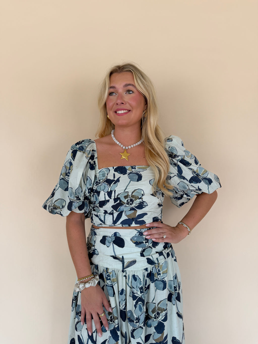 Printed Shirred Top