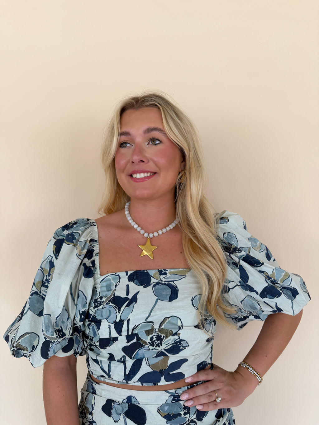 Printed Shirred Top
