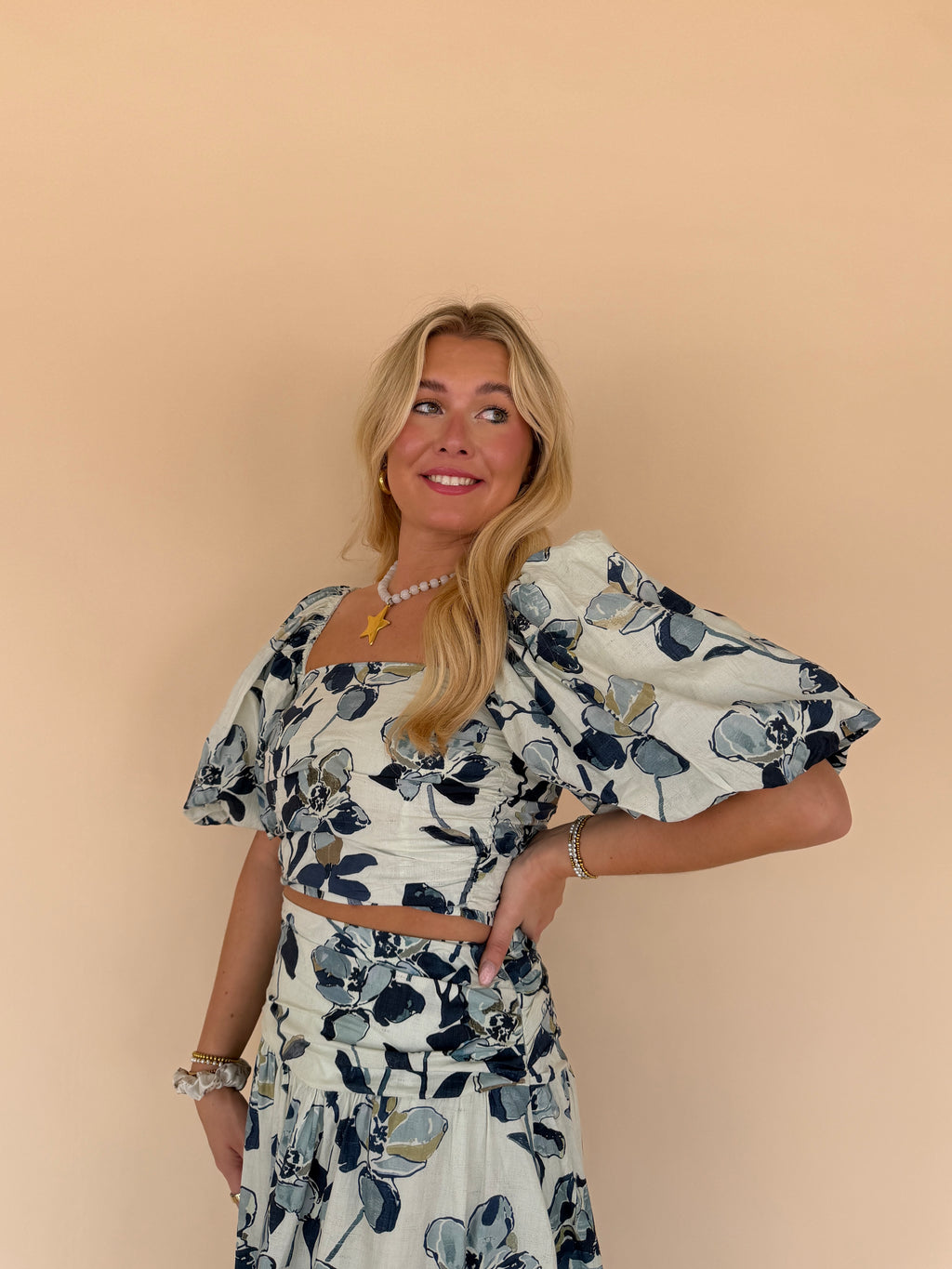 Printed Shirred Top
