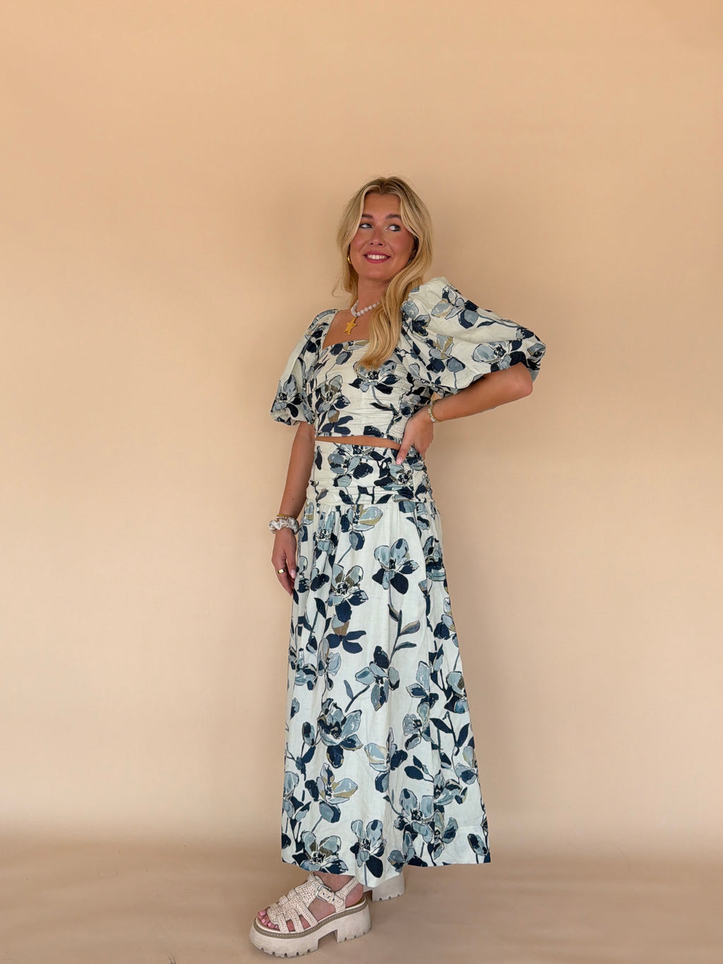 Printed Shirred Top