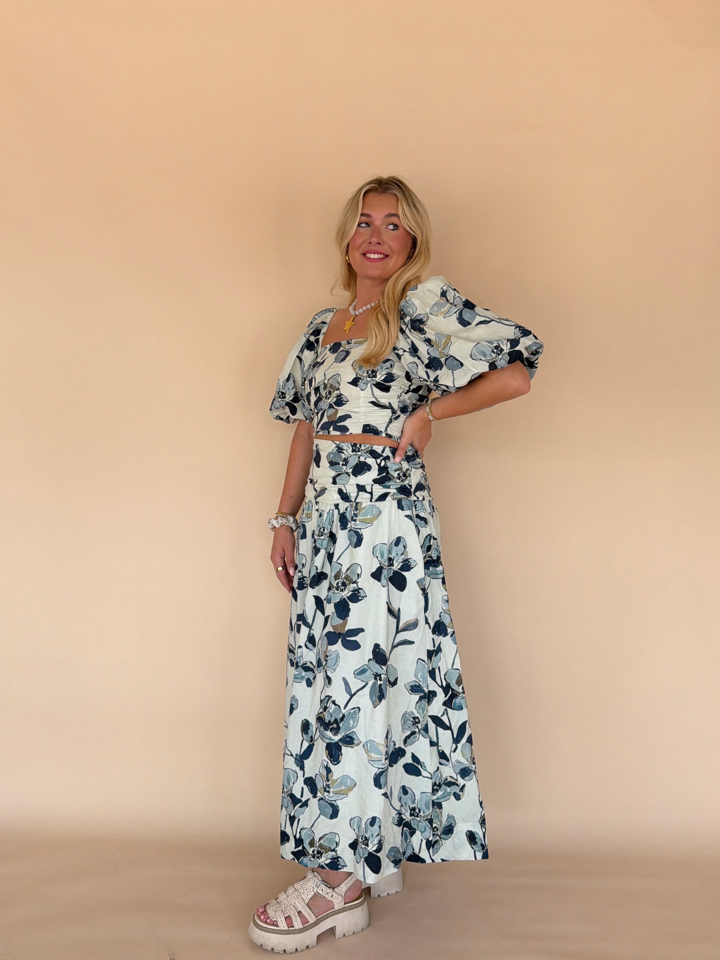 Printed Shirred Top