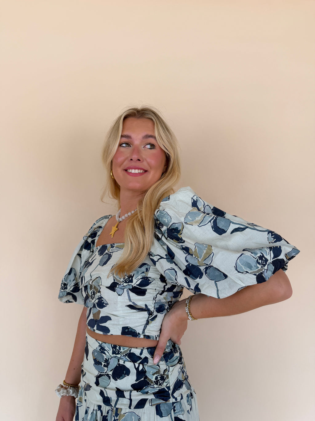 Printed Shirred Top