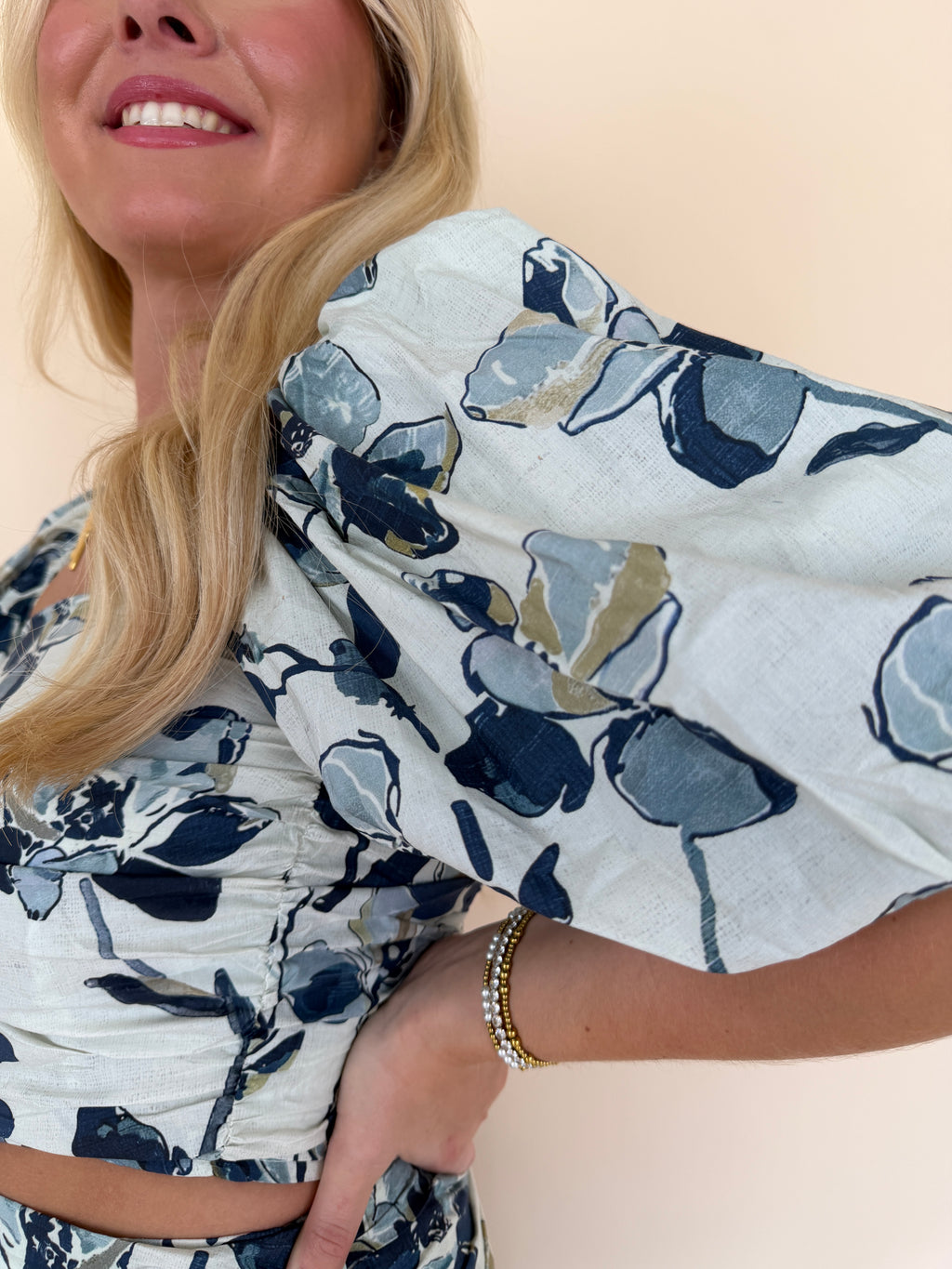 Printed Shirred Top