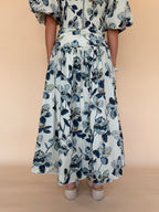 Printed Shirred Maxi Skirt