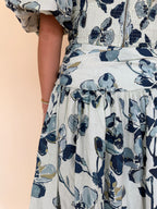 Printed Shirred Maxi Skirt