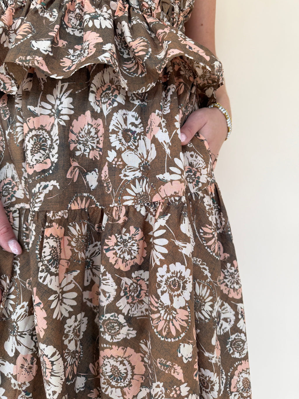 Printed Tiered Midi Skirt