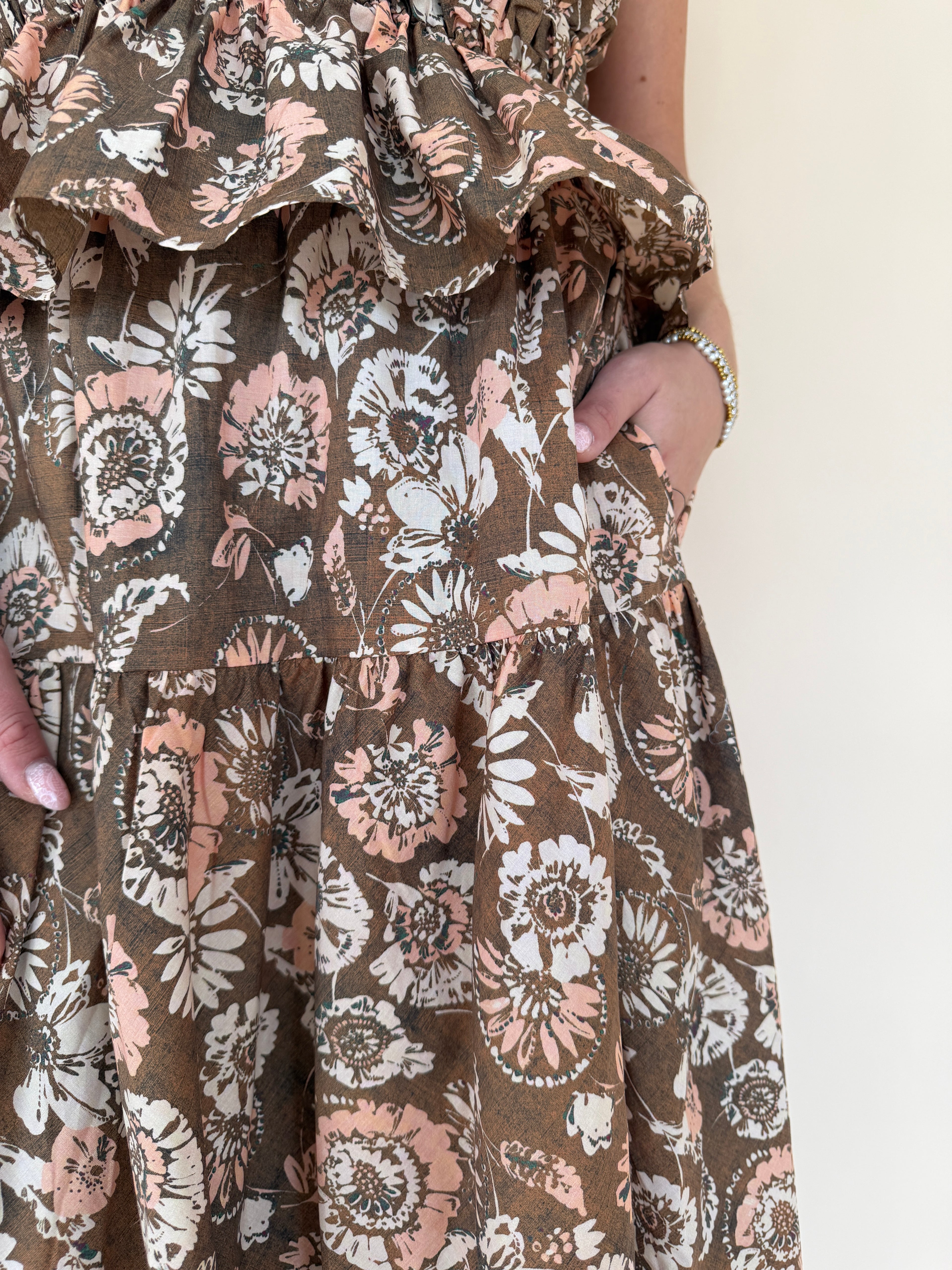 Printed Tiered Midi Skirt