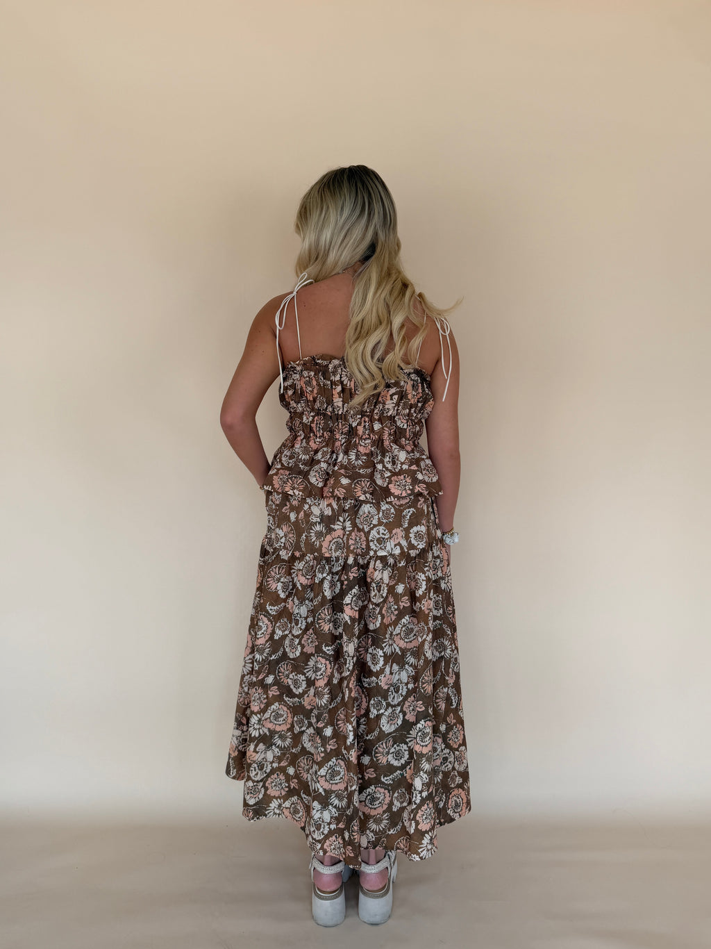 Printed Tiered Midi Skirt