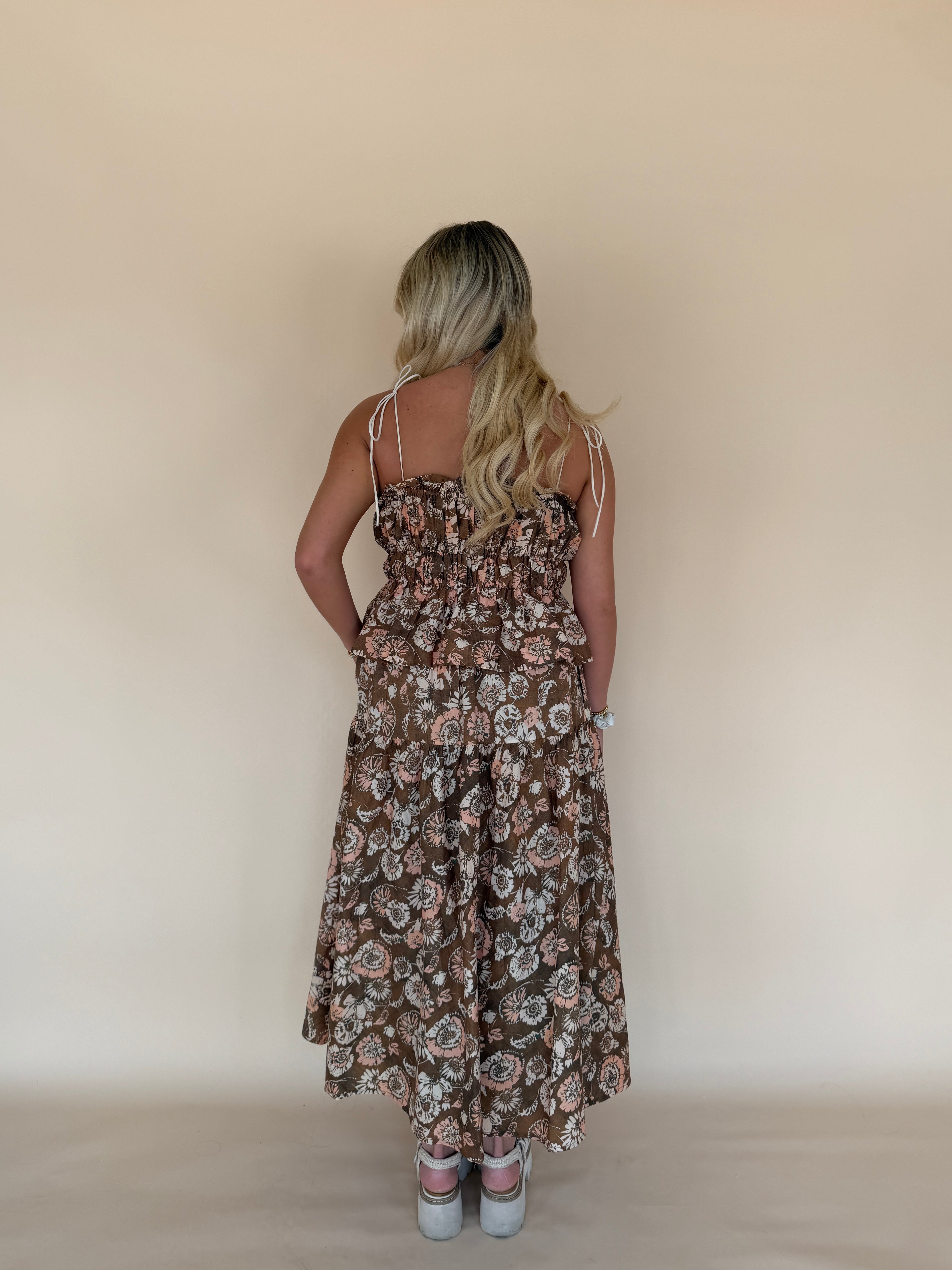 Printed Tiered Midi Skirt