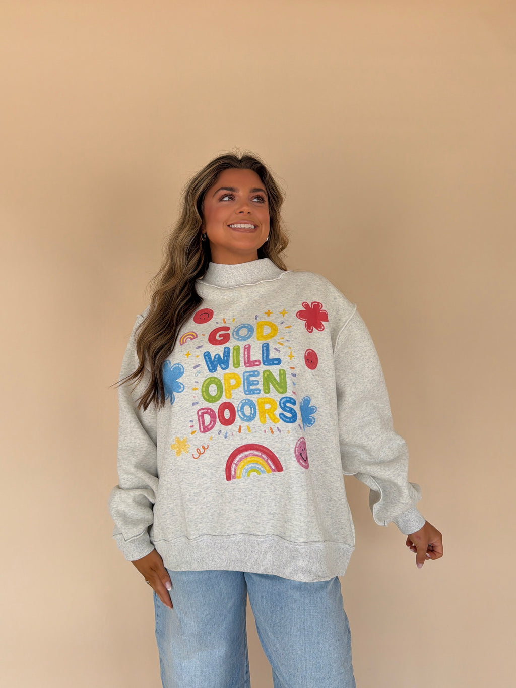 Open Doors Reversible Mock Neck Sweatshirt