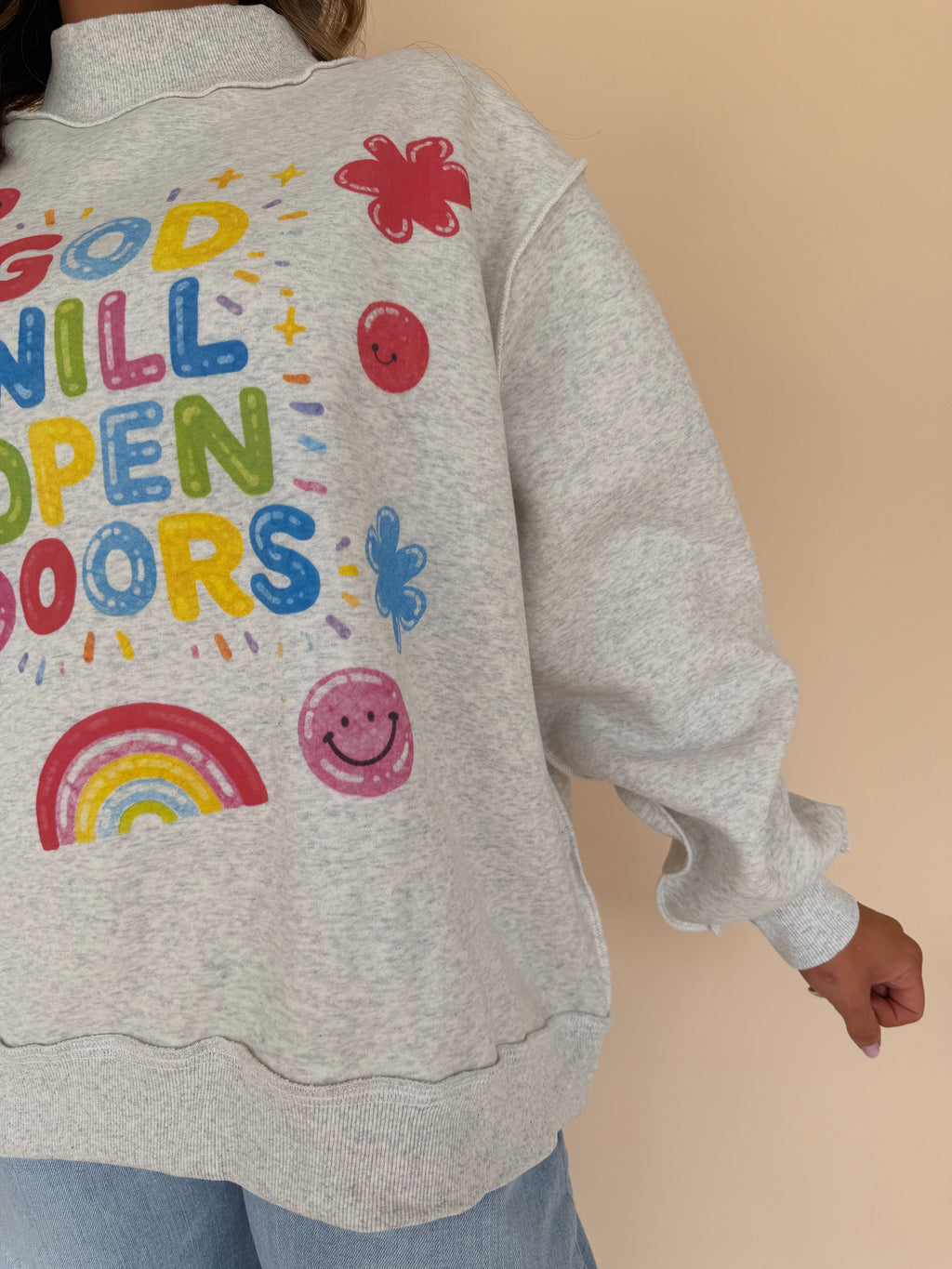 Open Doors Reversible Mock Neck Sweatshirt