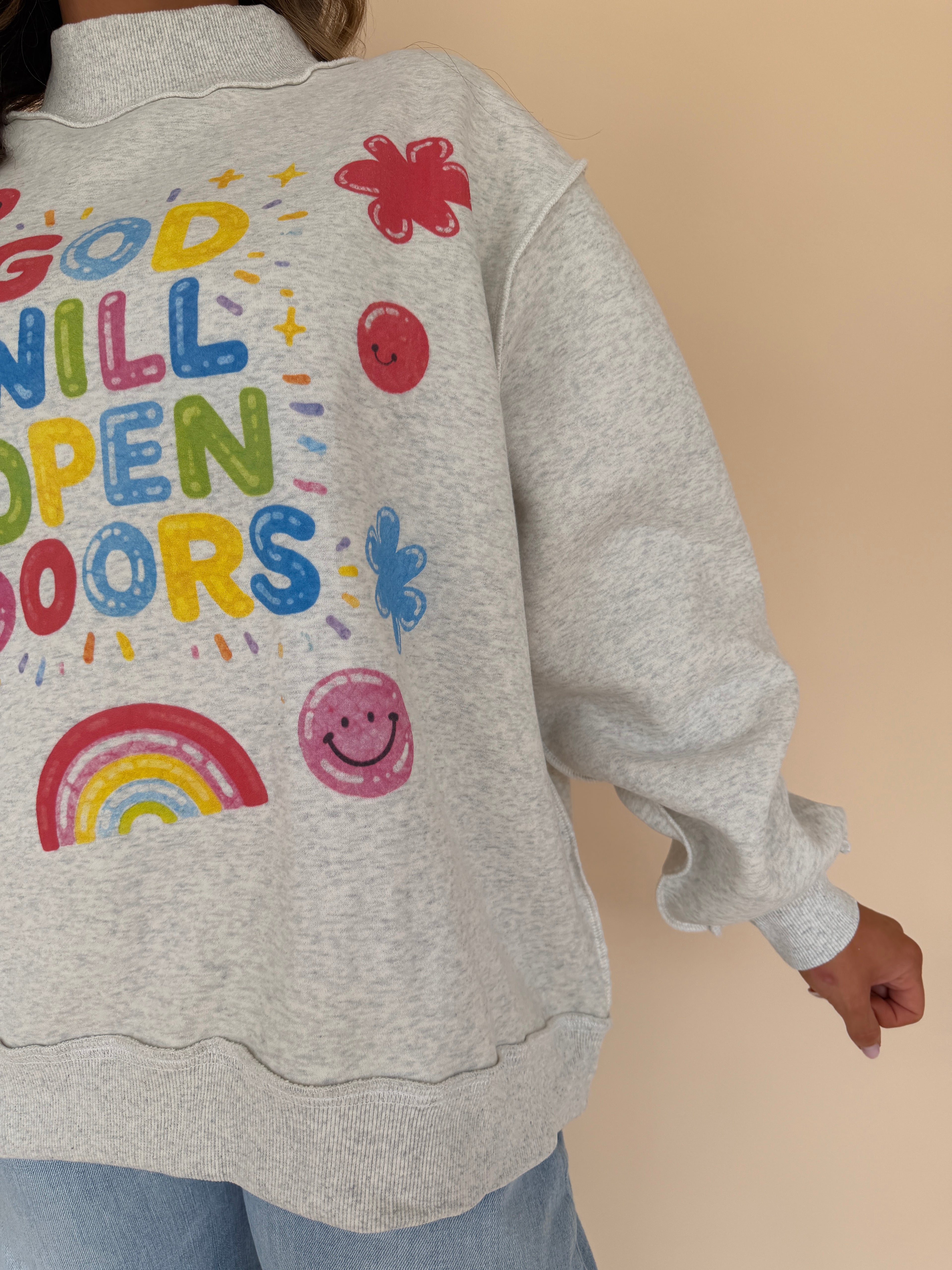Open Doors Reversible Mock Neck Sweatshirt
