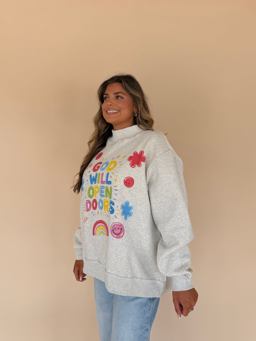 Open Doors Reversible Mock Neck Sweatshirt