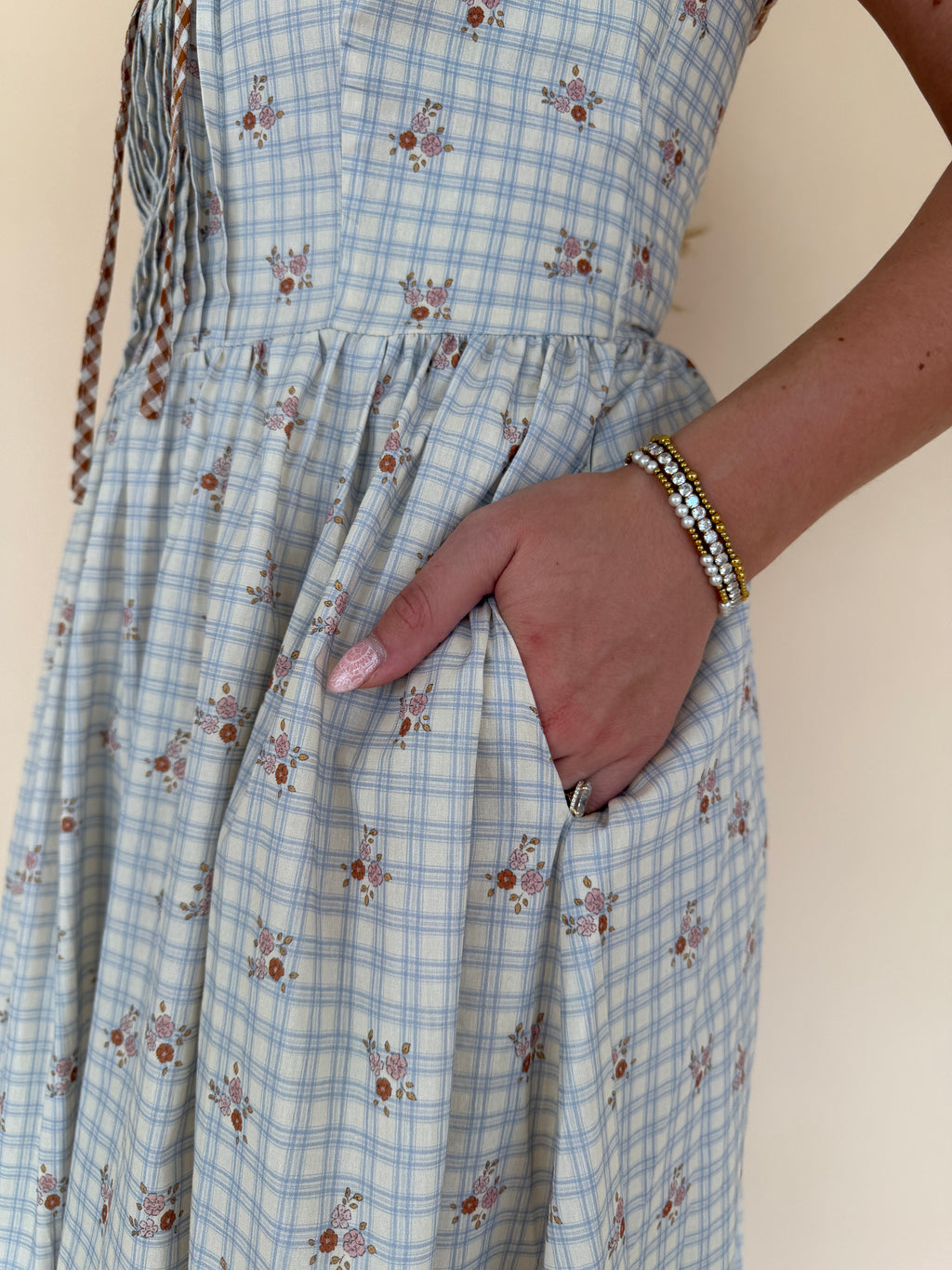 Combo Ruffle Floral Midi Dress