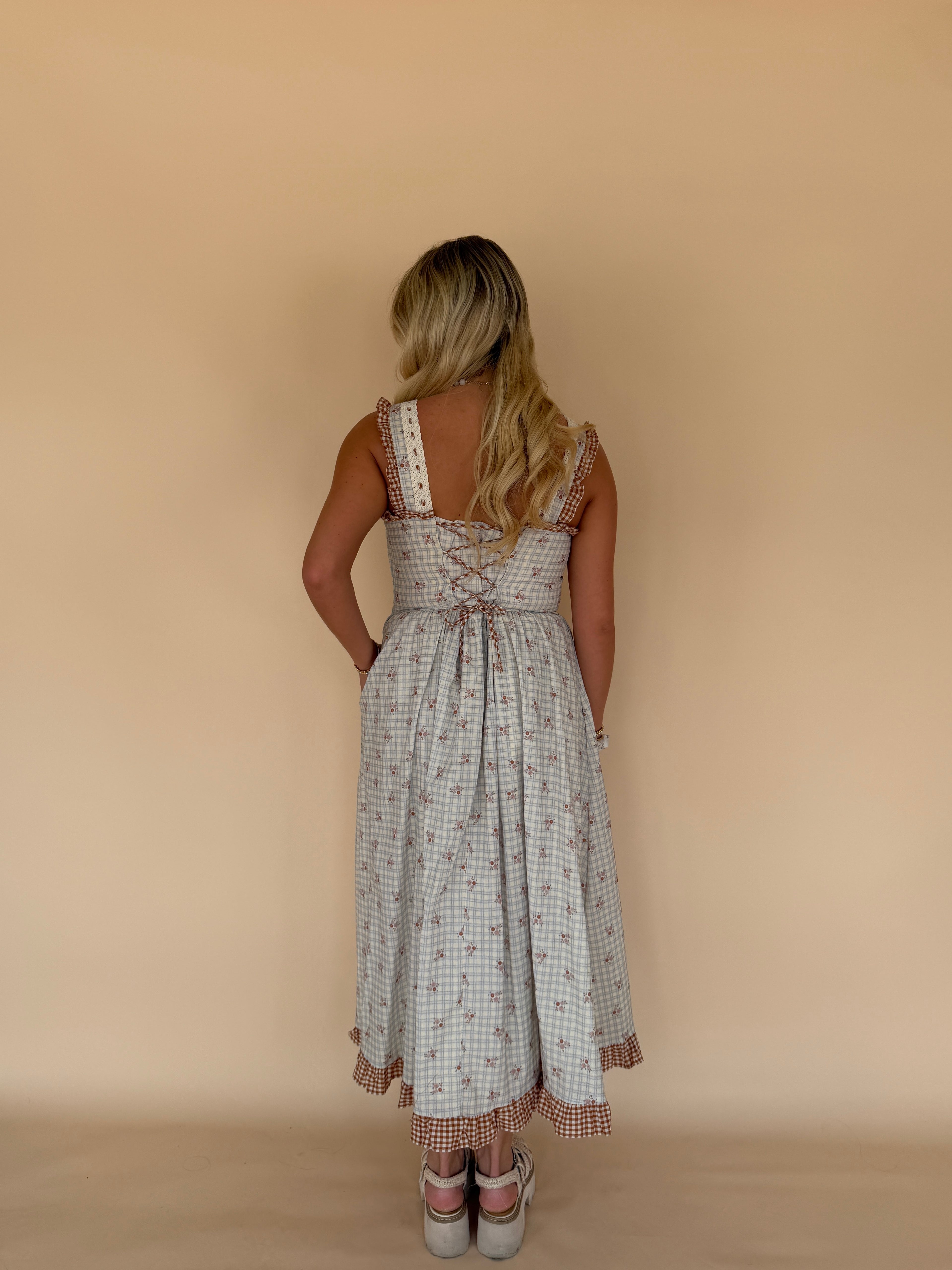 Combo Ruffle Floral Midi Dress