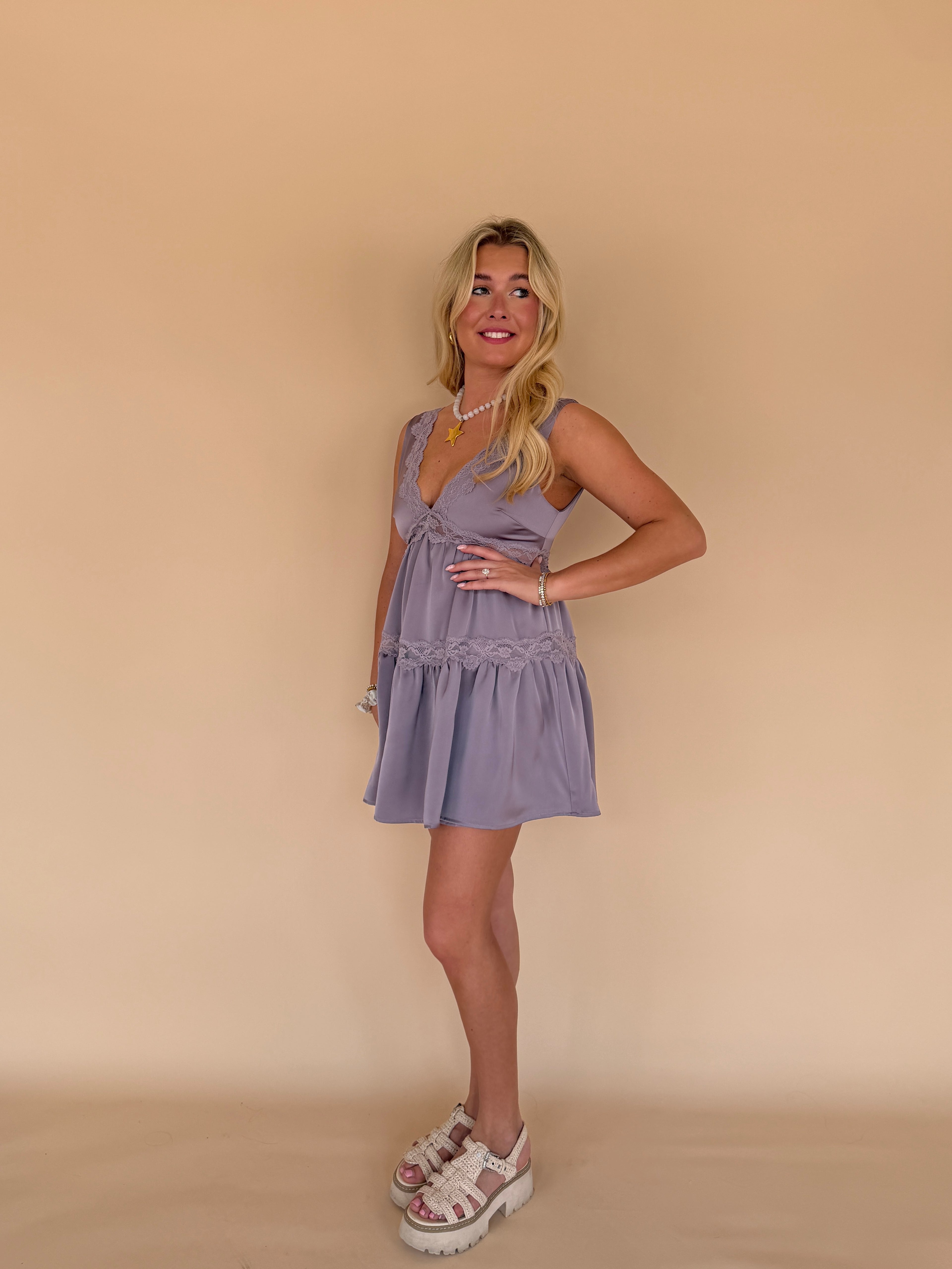 Babydoll Mini Dress w/ Lace