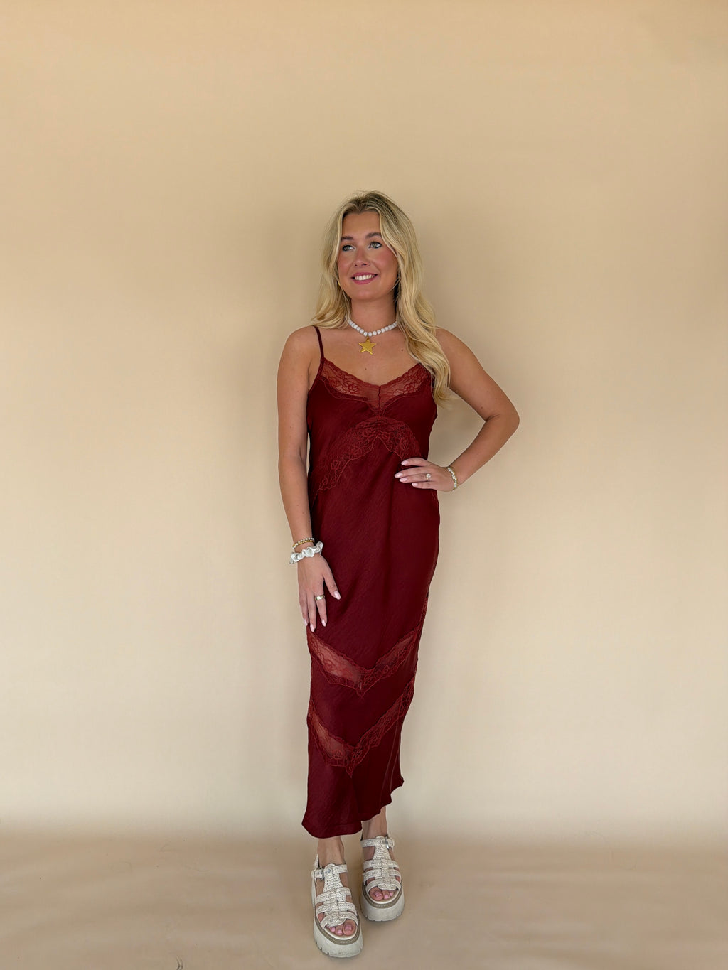 Bruna Lace Inset Midi Dress