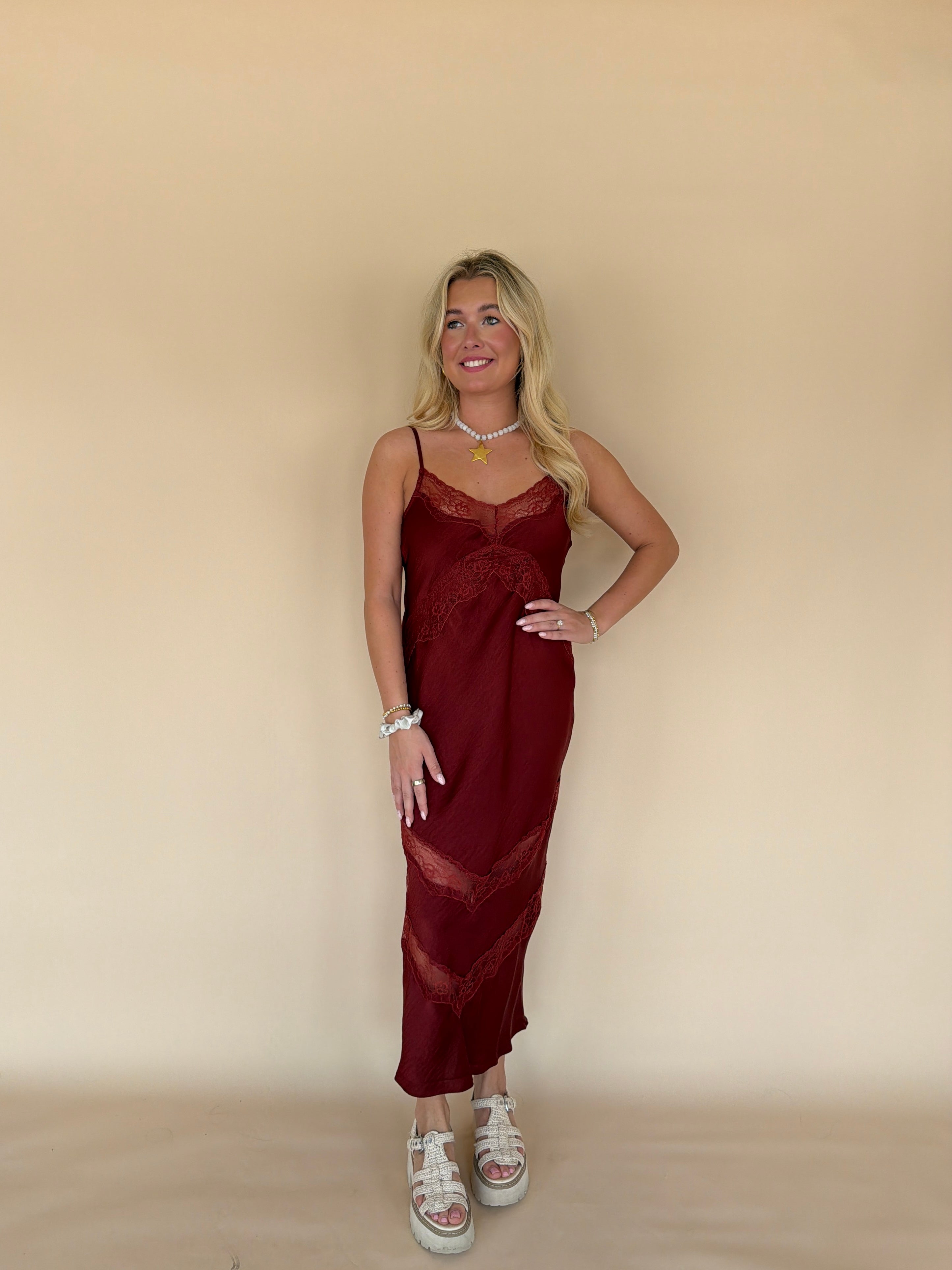 Bruna Lace Inset Midi Dress