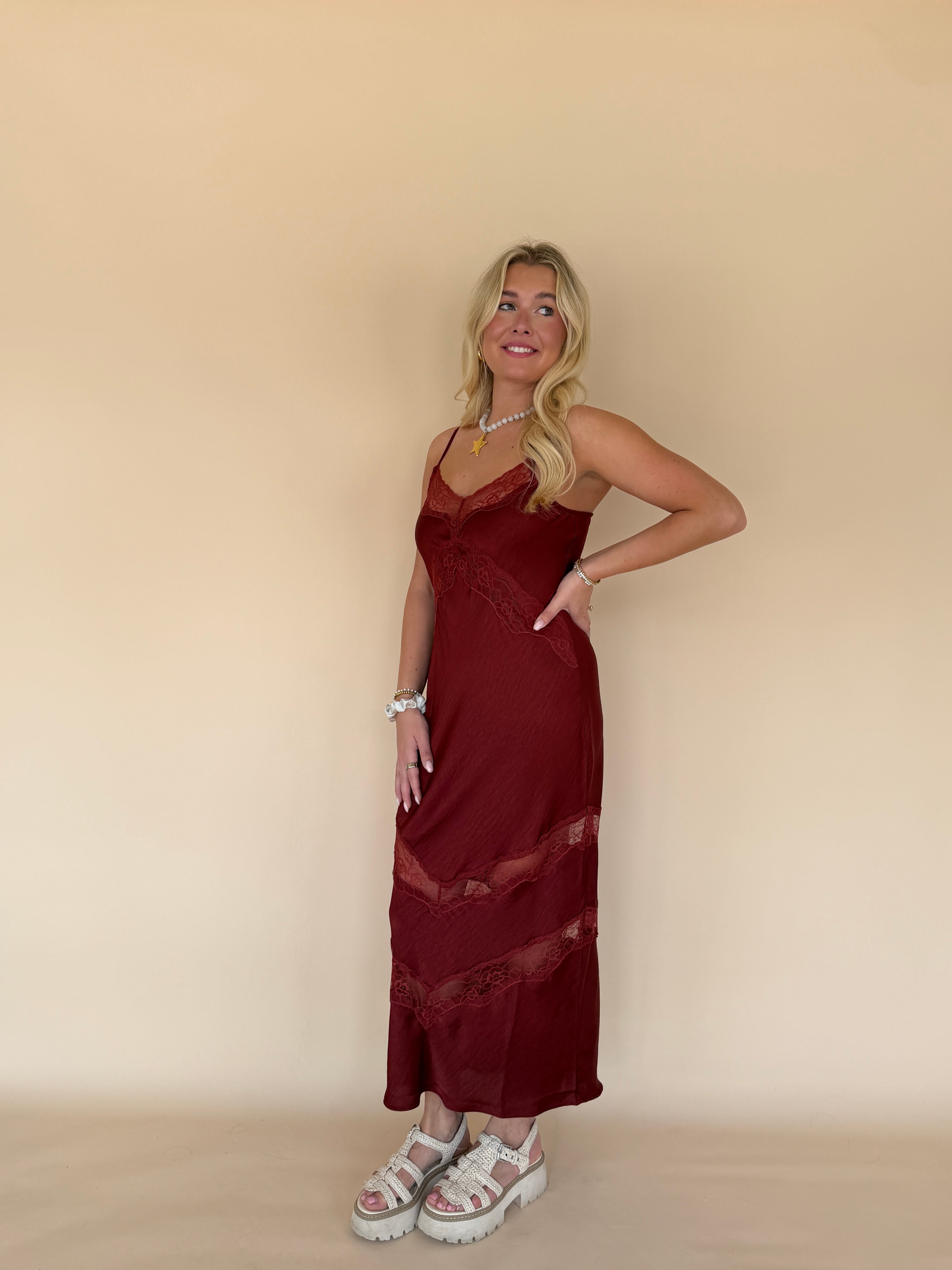 Bruna Lace Inset Midi Dress