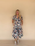 Floral Pintuck Pleat Midi Dress