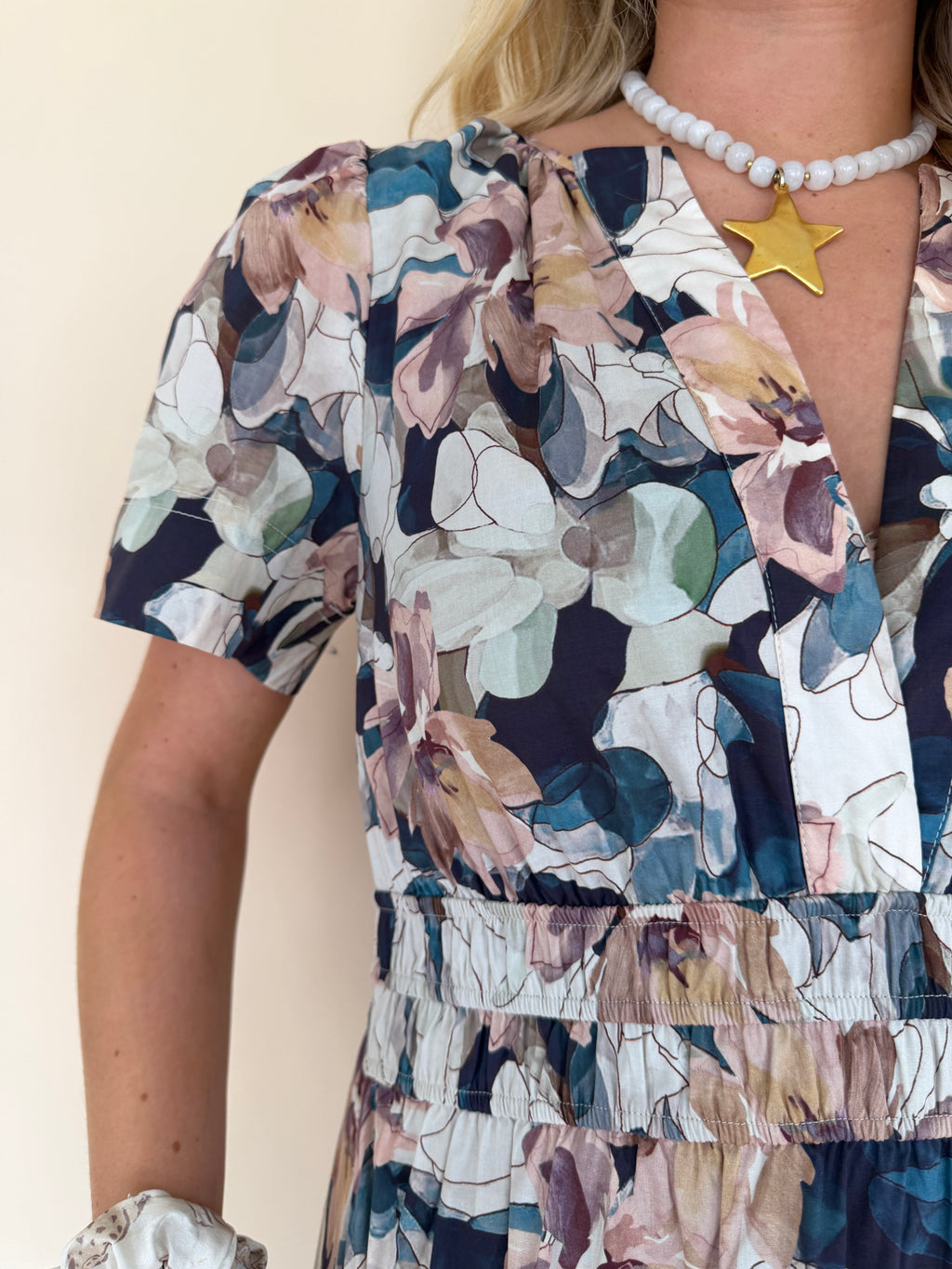 Floral Pintuck Pleat Midi Dress