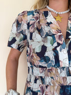 Floral Pintuck Pleat Midi Dress