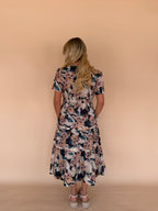 Floral Pintuck Pleat Midi Dress