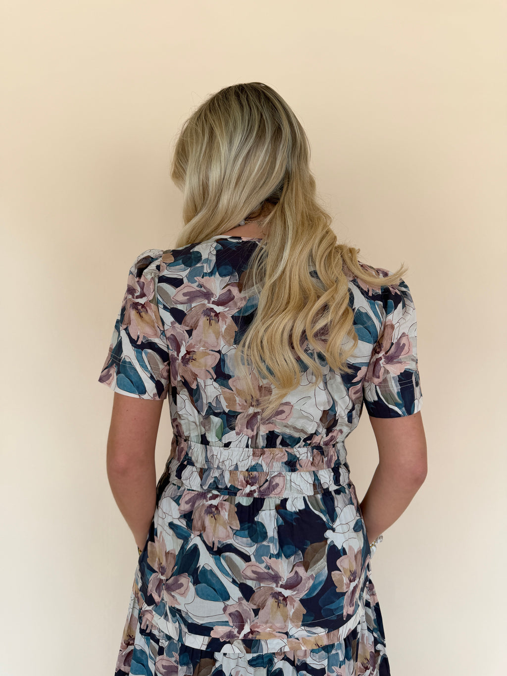 Floral Pintuck Pleat Midi Dress