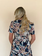 Floral Pintuck Pleat Midi Dress