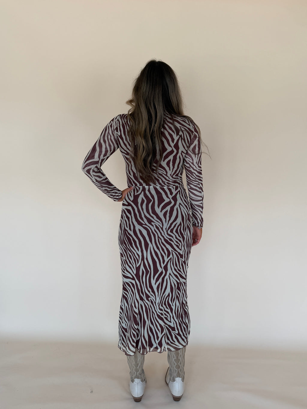 Sevilla Zebra Mesh Midi Dress