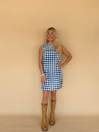 Gingham Mini Dress w/ Buttons