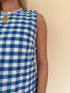 Gingham Mini Dress w/ Buttons