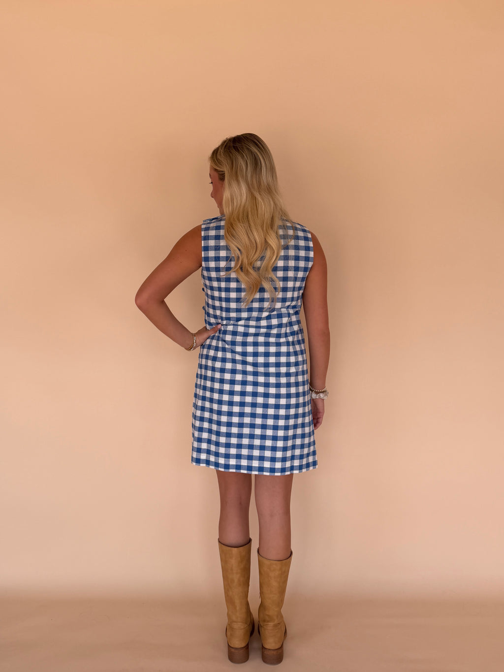 Gingham Mini Dress w/ Buttons