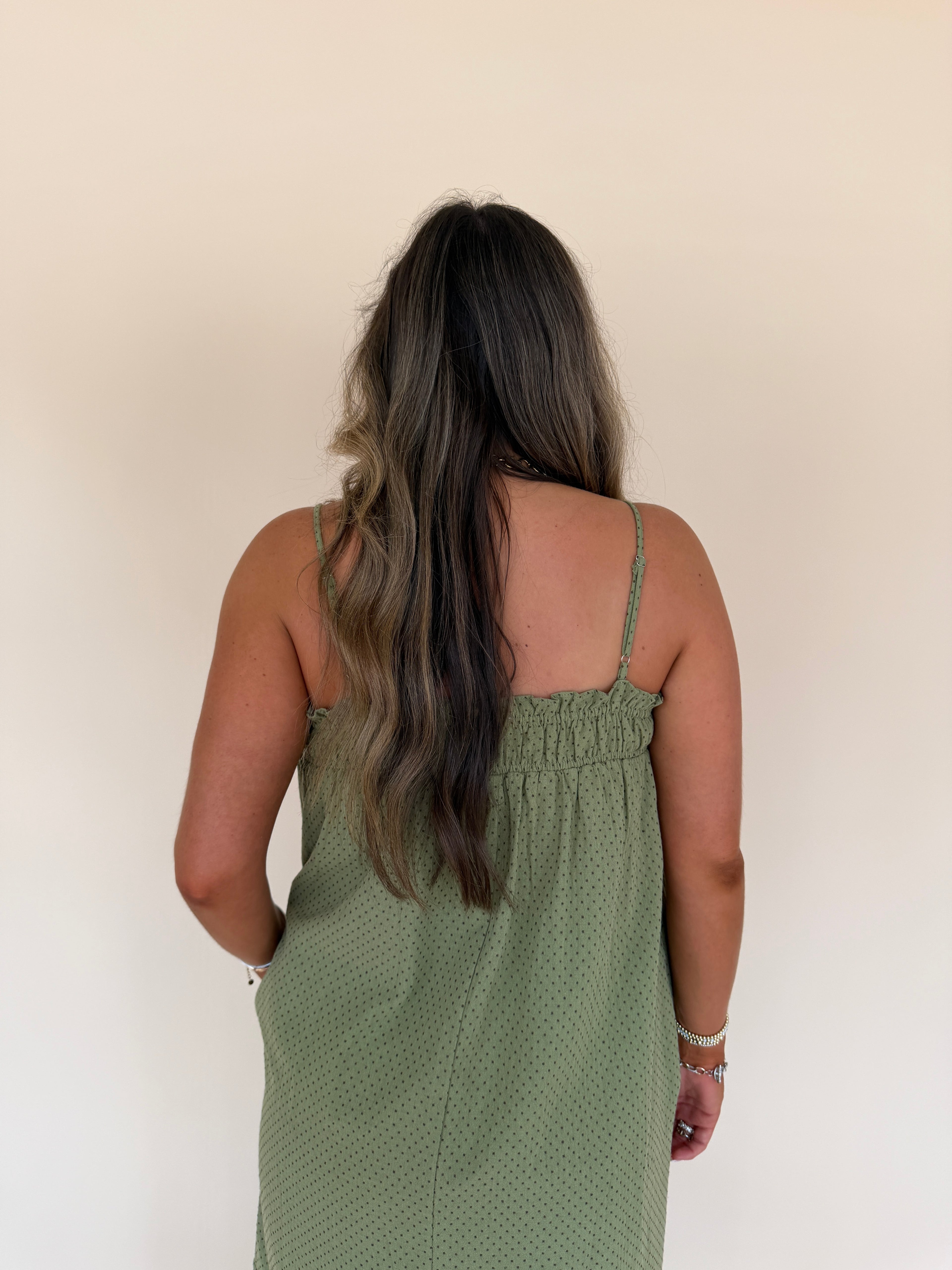 Ditsy Dot Smocked Midi Dress