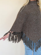 Fringe Turtleneck Sweater Poncho