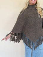 Fringe Turtleneck Sweater Poncho