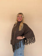 Fringe Turtleneck Sweater Poncho