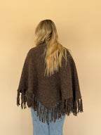Fringe Turtleneck Sweater Poncho