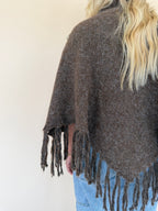 Fringe Turtleneck Sweater Poncho