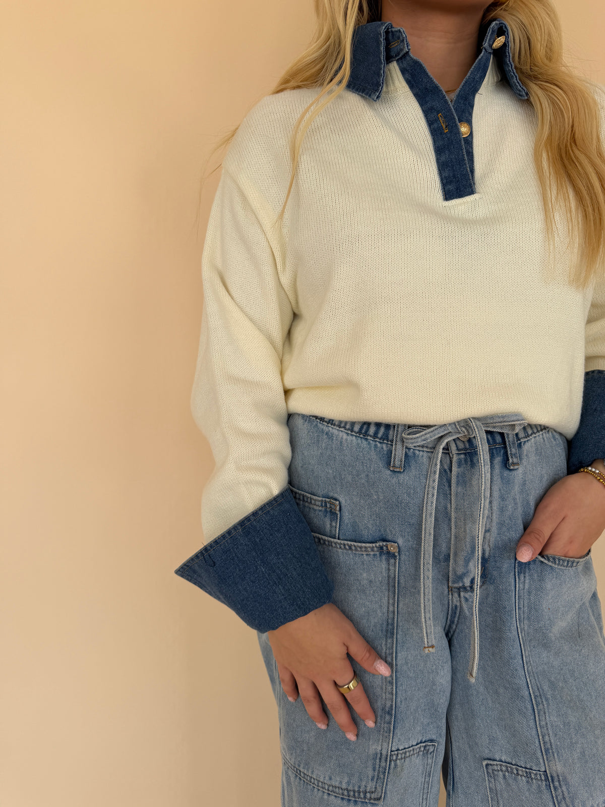 Collared Denim Sweater