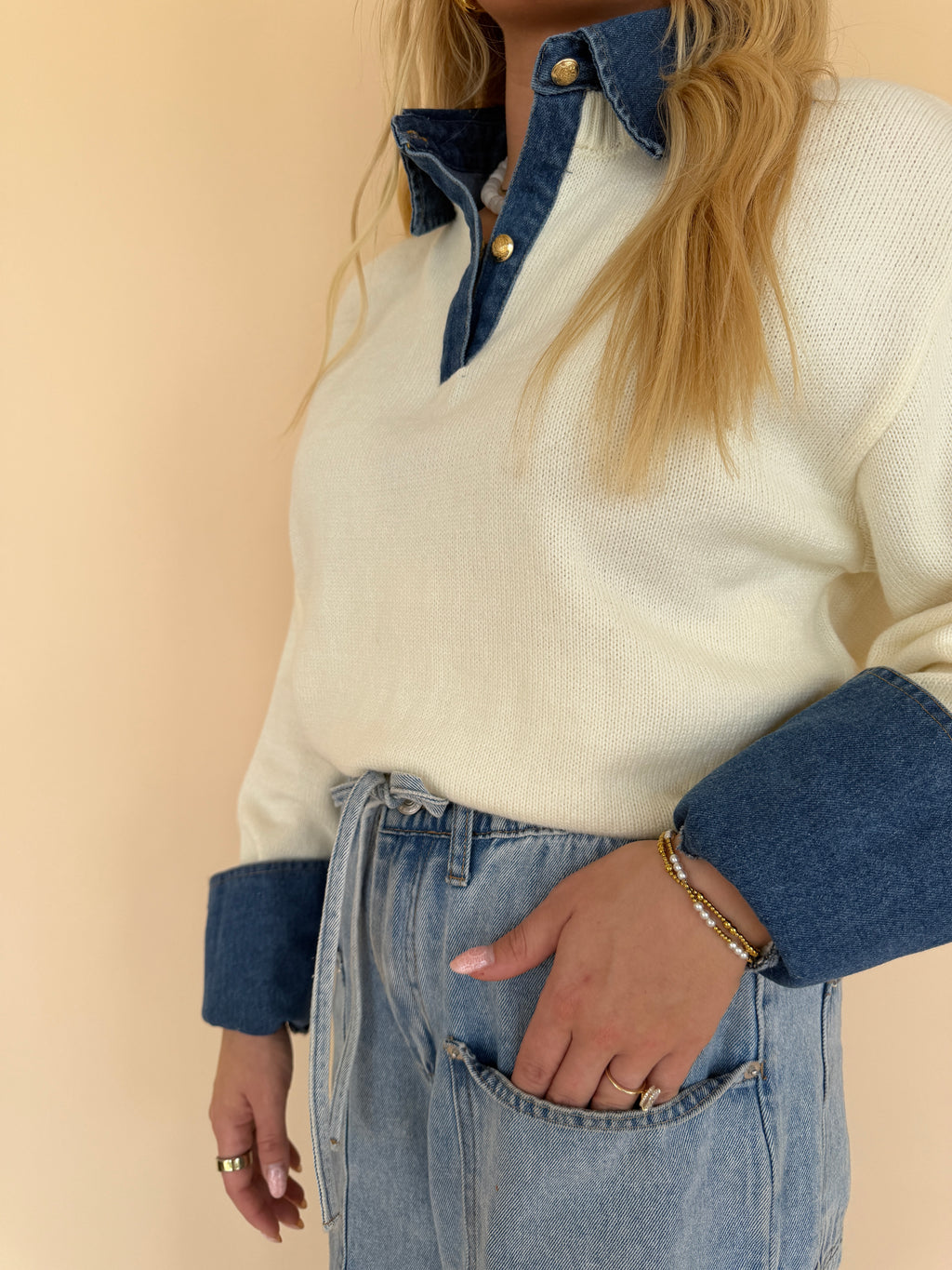 Collared Denim Sweater