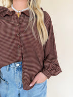 Plaid Ruffle Collar Blouse